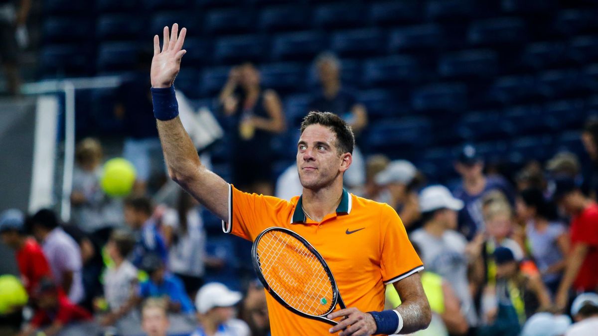 Juan Martin del Potro of Argentina celebrates after defeating Donald Young (out of frame) of US during their 2018 US Open men's Singles match at the USTA Billie Jean King National Tennis Center in New York on August 27, 2018.