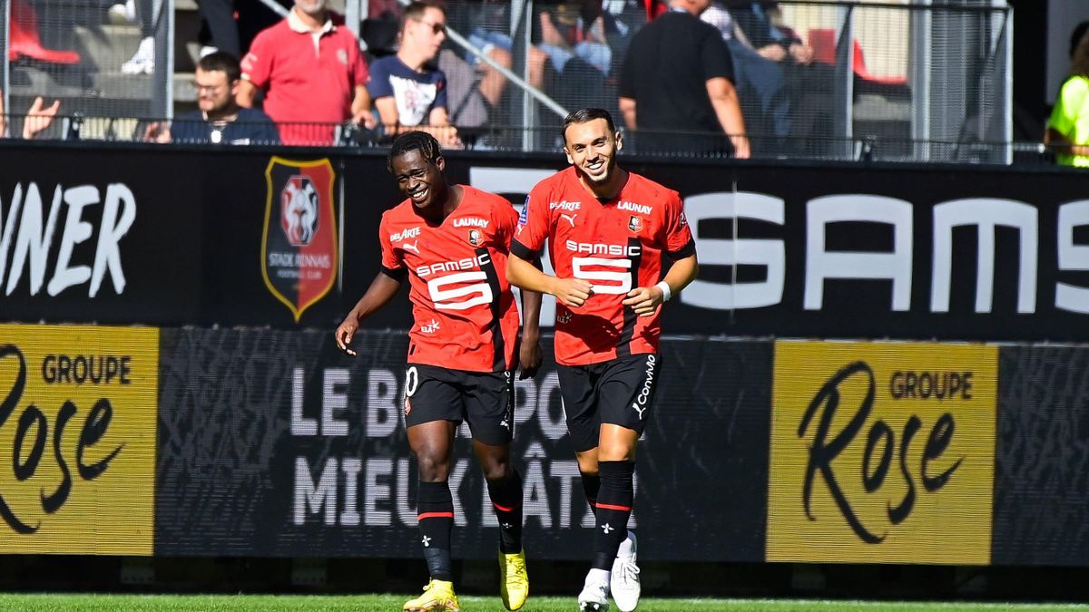 Amine Gouiri et Kamaldeen Sulemana avec le Stade Rennais, 2022