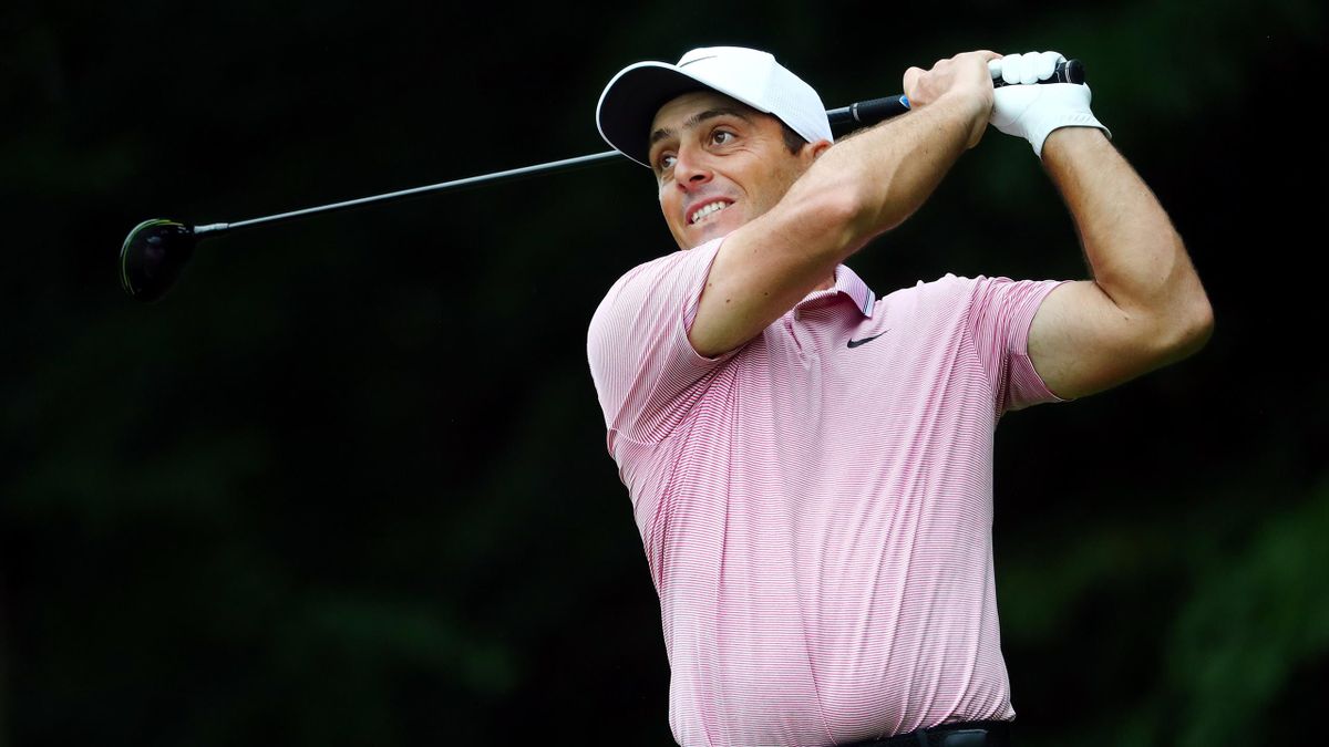 Francesco Molinari of Italy plays his shot from the 15th tee during the first round of the Travelers Championship at TPC River Highlands on June 20, 2019 in Cromwell, Connecticut.