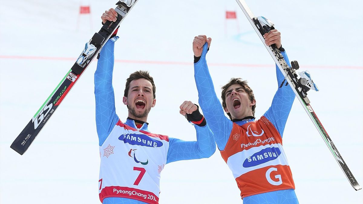 Giacomo Bertagnolli e Fabrizio Casal festeggiano alle Paralimpiadi di PyeongChang 2018