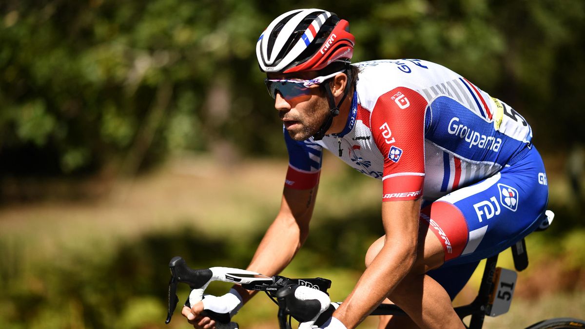 Team Groupama-FDJ rider France's Thibaut Pinot rides during the 10th stage of the 107th edition of the Tour de France cycling race, 170 km between Le Chateau d'Oleron and Saint Martin de Re, on September 8, 2020.
