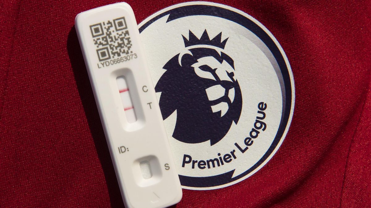 A positive COVID-19 self test or lateral flow test with the Premier League logo