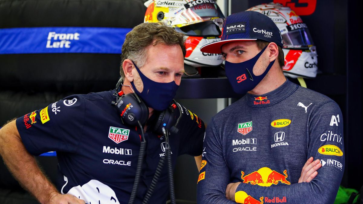 Christian Horner (links) und Max Verstappen - Red Bull