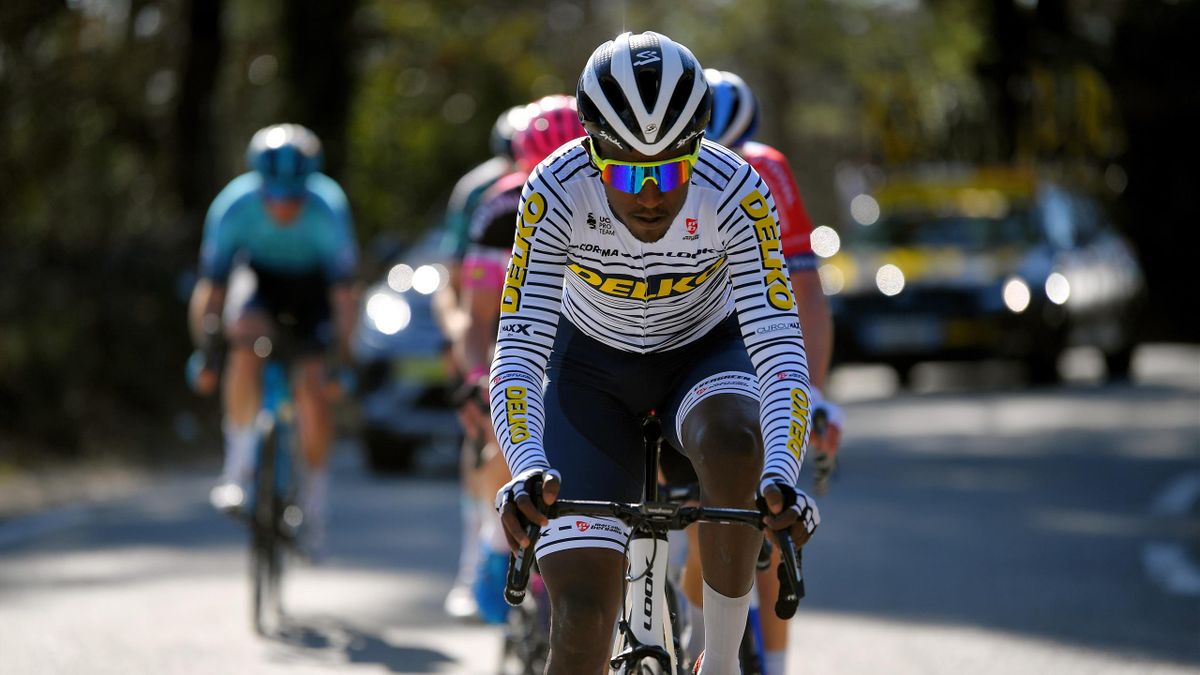 Biniam Ghirmay leads the breakaway on stage two of Tour des Alpes Maritimes et du Var