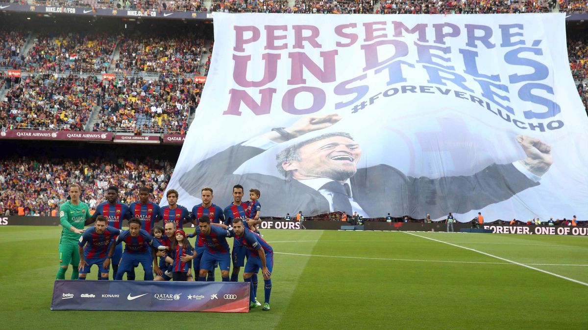 Tifo de homenaje y despedida a Luis Enrique en el Camp Nou