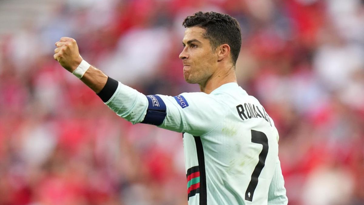 Cristiano Ronaldo esulta per il gol in Portogallo-Ungheria - Europei 2021