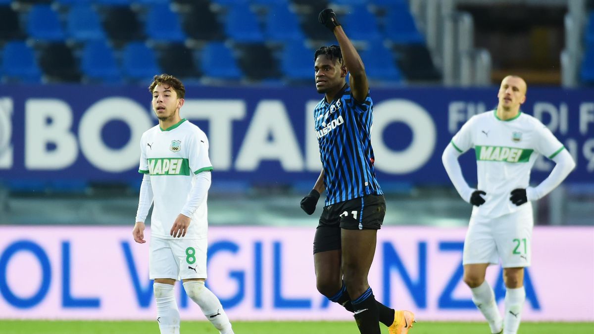 Duvan Zapata esulta dopo il gol al Sassuolo, Atalanta-Sassuolo, Serie A 2020-21, Getty Images