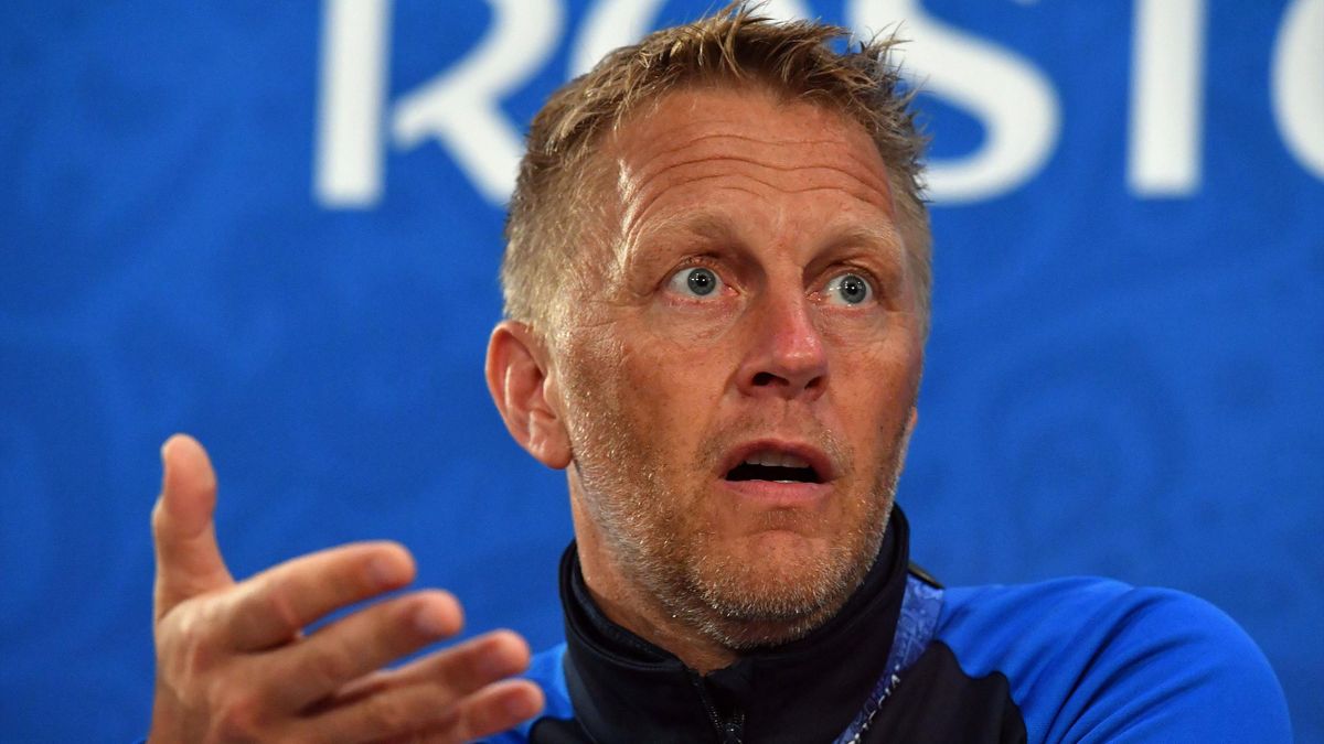 Iceland's coach Heimir Hallgrimsson gives a press conference, on June 25, 2018 at Rostov arena, on the eve of the team's third match as part of the Russia 2018 World Cup football tournament.