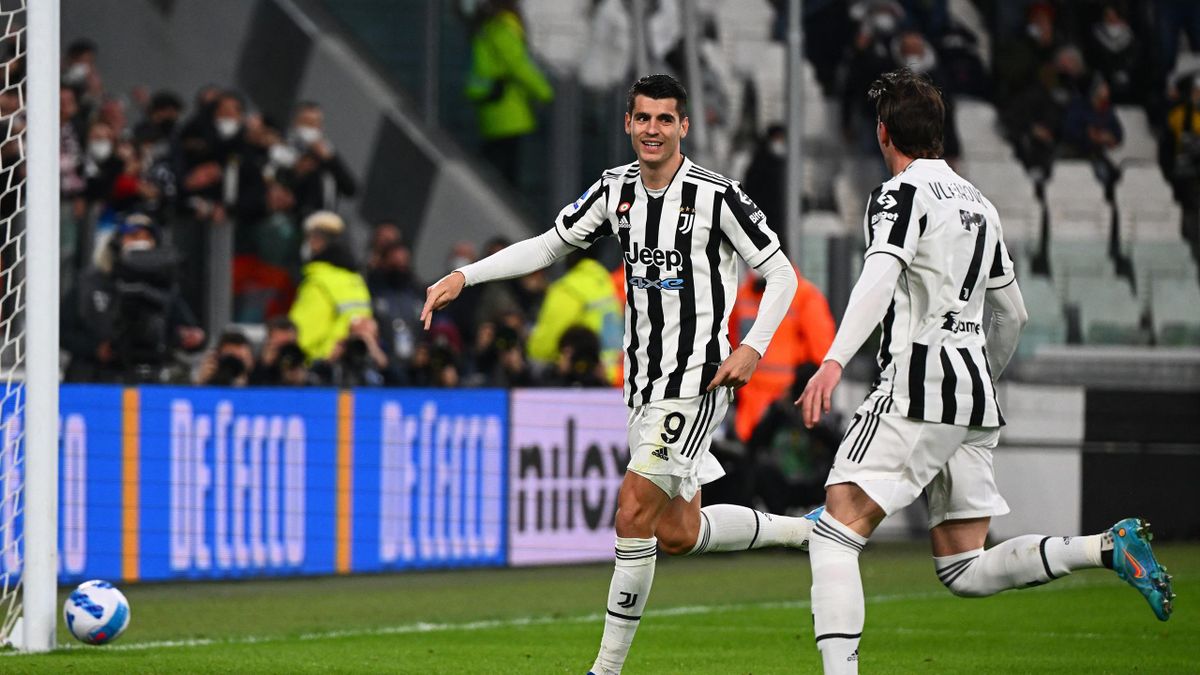 Alvaro Morata esulta dopo il gol in Juventus-Spezia, Serie A 2021/22