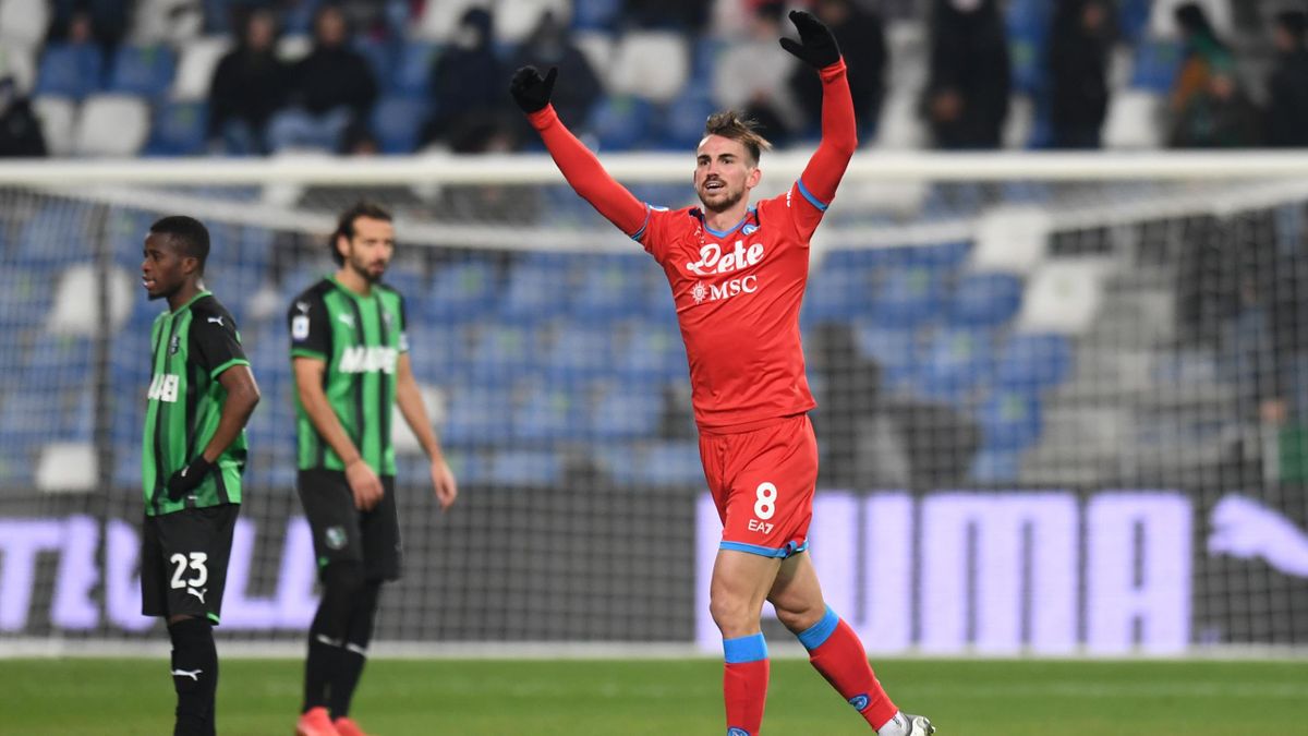 Fabian Ruiz (Napoli) esulta per il gol al Mapei Stadium contro il Sassuolo, Getty Images