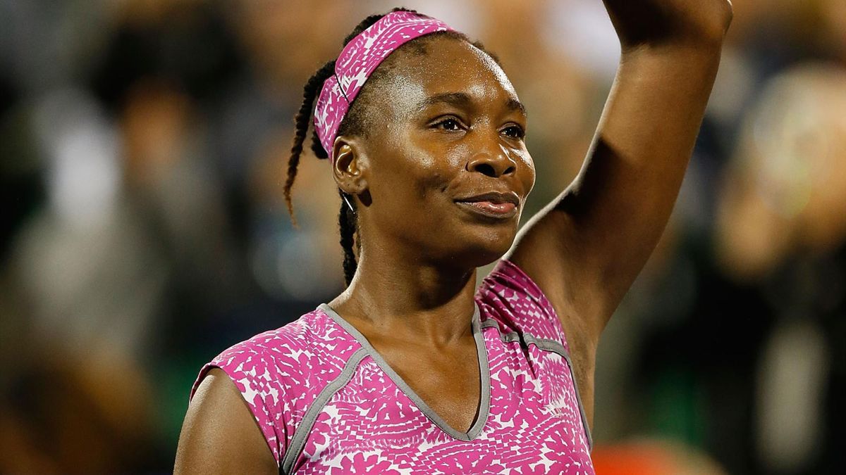 Venus Williams of the United States celebrates after a win.