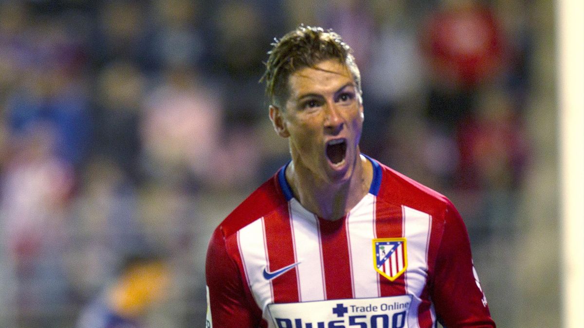 Atletico Madrid's Fernando Torres celebrates a goal