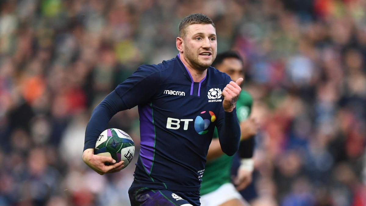 Finn Russell makes a break to set up the Scotland try during the Guinness Six Nations match between Scotland and Ireland at Murrayfield on February 09, 2019.