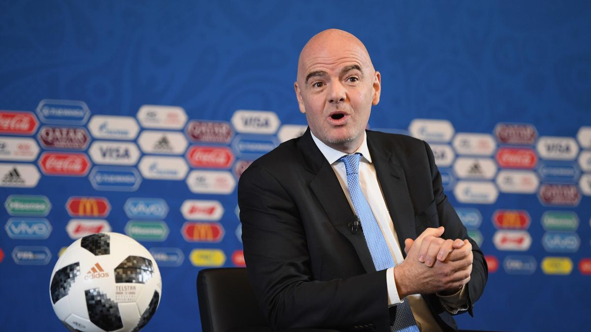 FIFA President Gianni Infantino talks to the media during a talk show presentation prior to the 2018 FIFA World Cup Draw at the Kremlin on December 1, 2017 in Moscow, Russia.