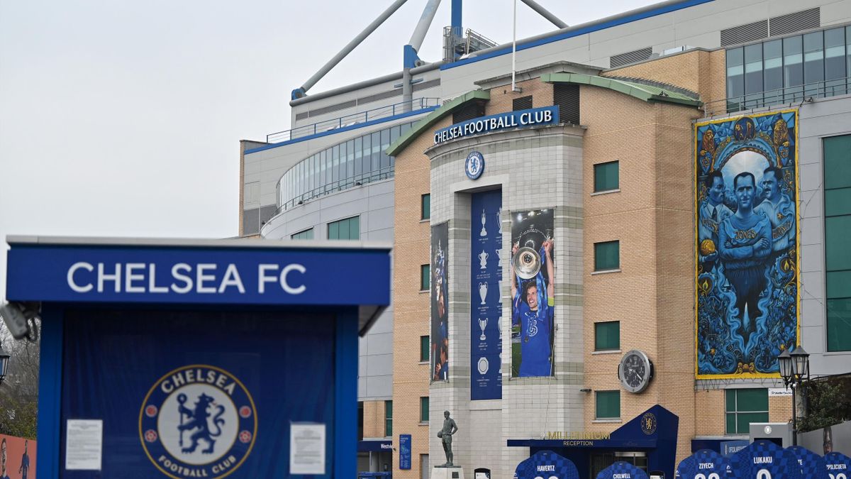 L'entrée de Stamford Bridge, le stade du Chelsea FC, le 3 mars 2022