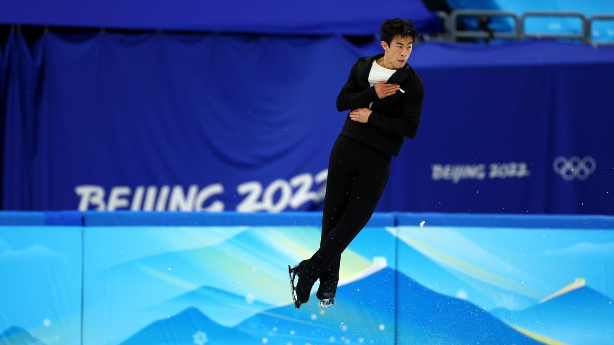 Nathan Chen of Team United States skates in the Men's Single Skating Short Program Team Event during the Beijing 2022 Winter Olympic Games at Capital Indoor Stadium on February 04, 2022 in Beijing, China.