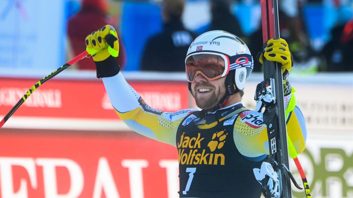 Aleksander Aamodt Kilde savoure sa victoire lors de la descente à Val Gardena