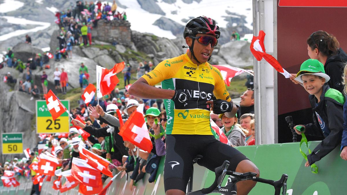 Egan Bernal of Team Ineos wins stage 7 of the Tour de Suisse 2019