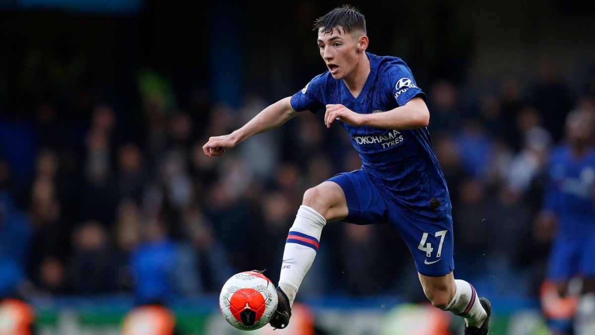 Chelsea's Scottish midfielder Billy Gilmour drives the ball during the English Premier League football match between Chelsea and Everton at Stamford Bridge in London on March 8, 2020.