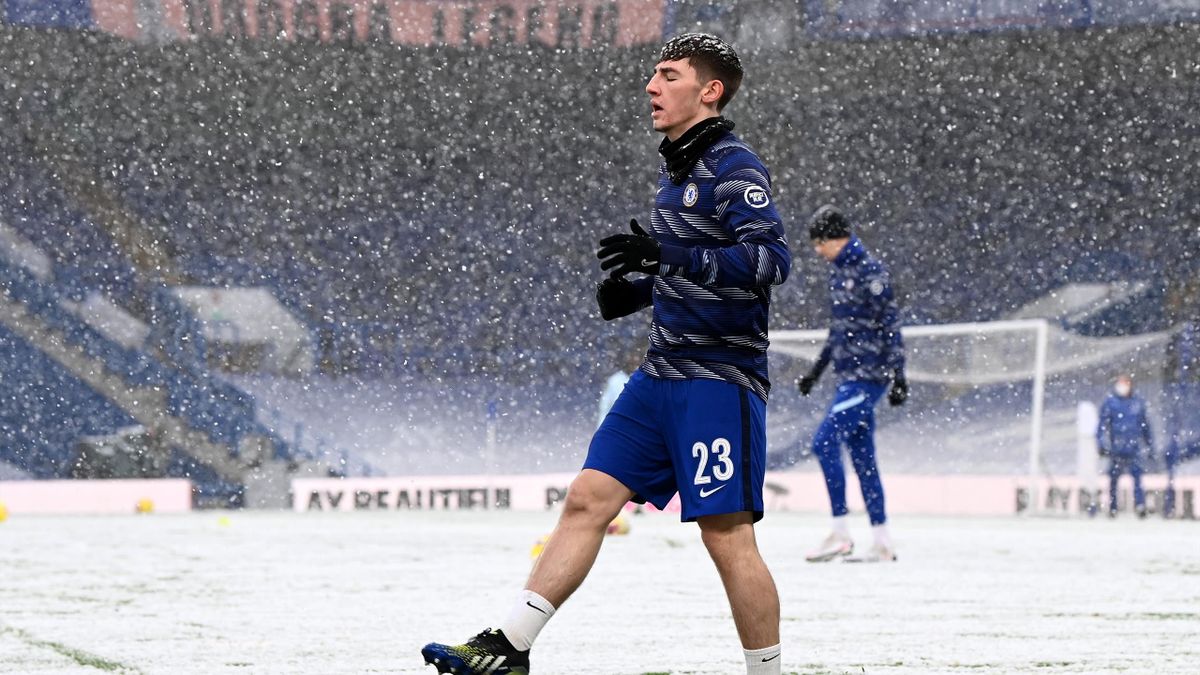 Billy Gilmour of Chelsea warms up, Chelsea v Luton Town, FA Cup, Stamford Bridge, London, January 24, 2021
