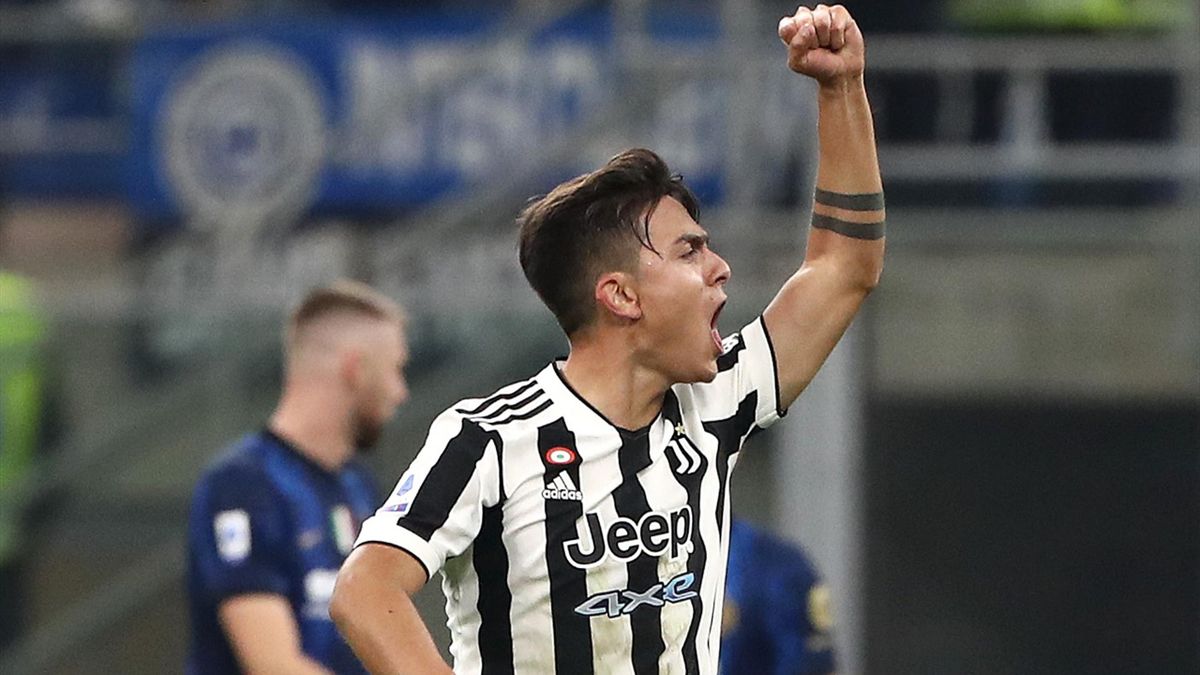 Paulo Dybala esulta per il gol del pari di Inter-Juventus, Getty Images
