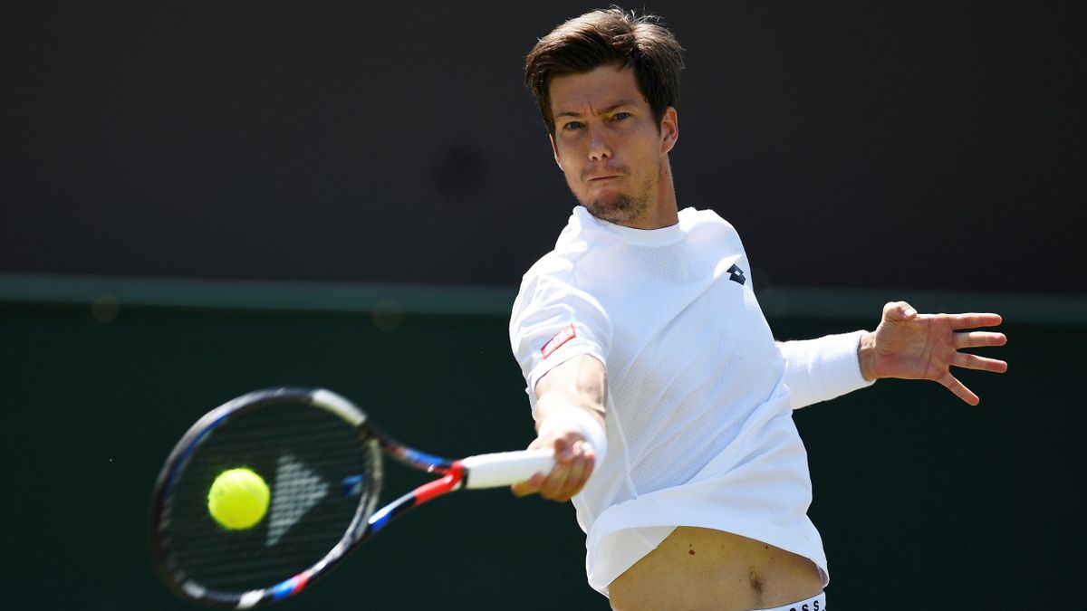 Great Britain’s Aljaz Bedene in action during his third round match against Luxembourg’s Gilles Muller