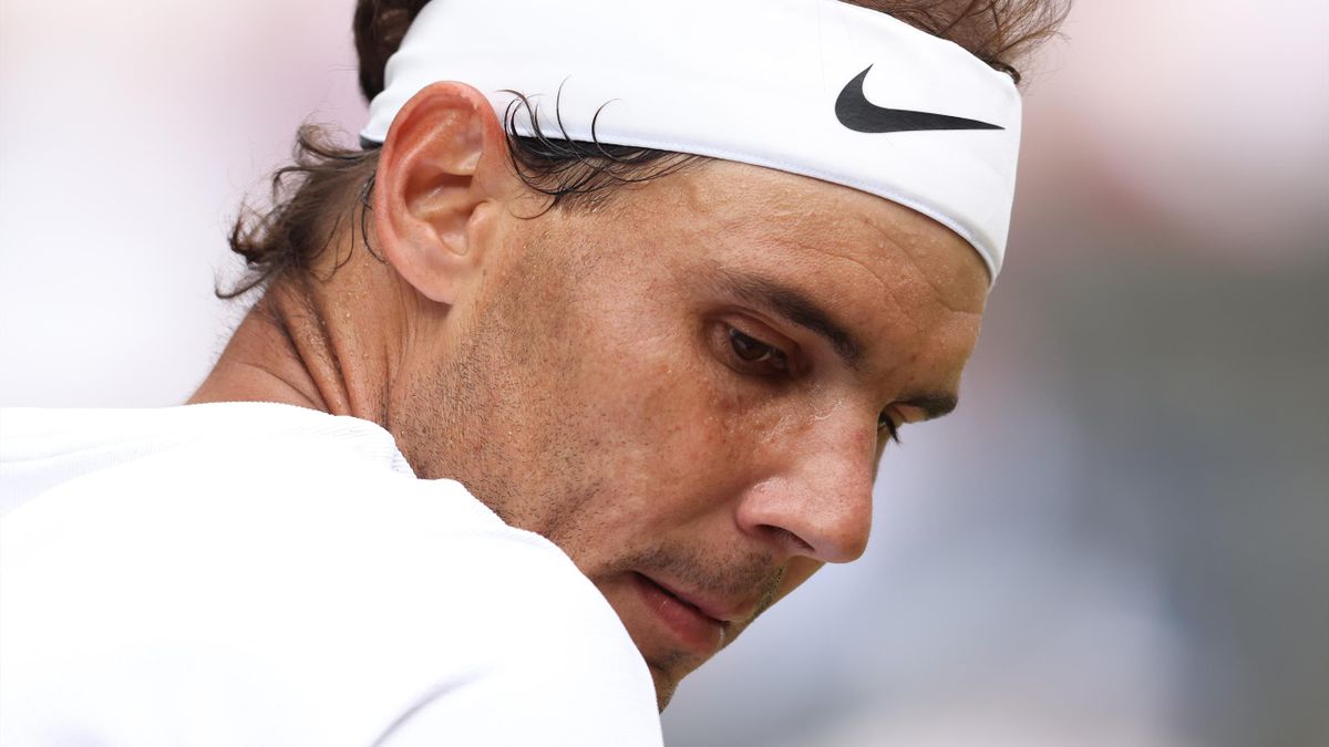 Rafael Nadal of Spain during his Gentlemens Quarter-Final match against Taylor Fritz of the United States of America during day ten of The Championships Wimbledon 2022 at All England Lawn Tennis and Croquet Club on July 6, 2022 in London, England
