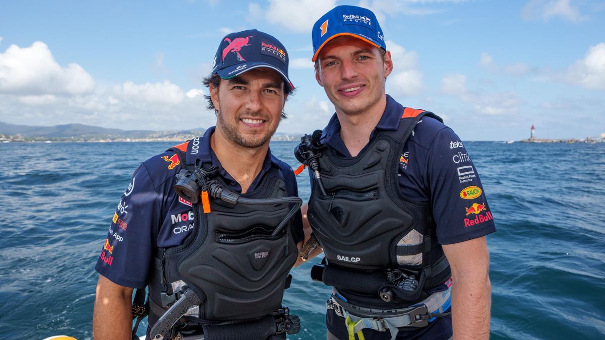 Max Verstappen and Sergio Perez team up with Oracle SailGP team (Credit Red Bull/SailGP)