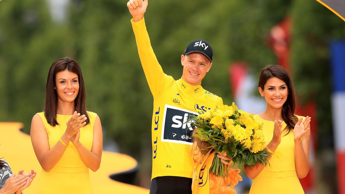File photo dated 23-07-2017 of Team Sky’s Chris Froome celebrates on the podium after stage 21 of the Tour de France in Paris, France.