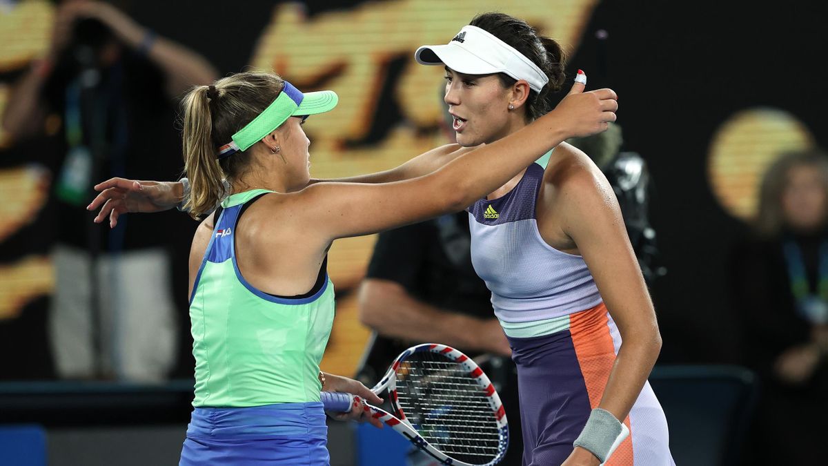 Sofia Kenin et Garbine Muguruza lors de la finale de l'Open d'Australie.