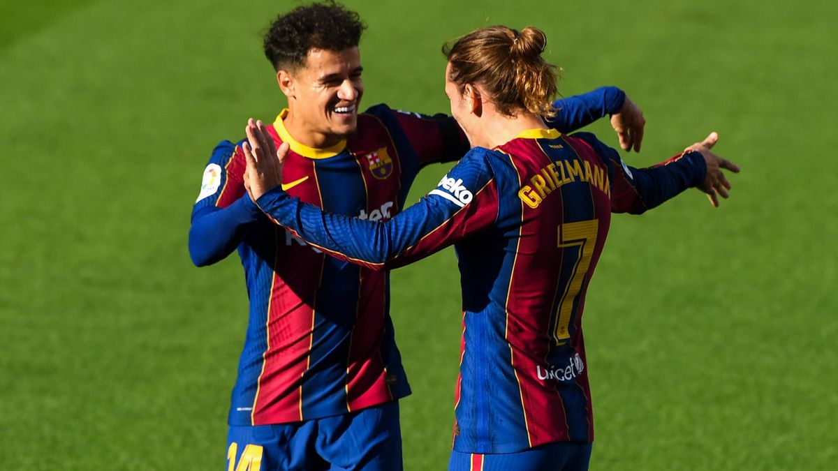 Philippe Coutinho (l.) and Antoine Griezmann