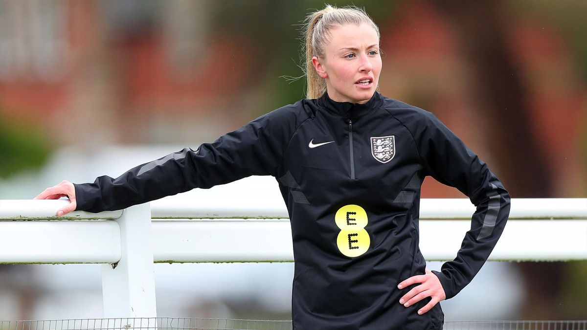 Leah Williamson catches her breath during England training