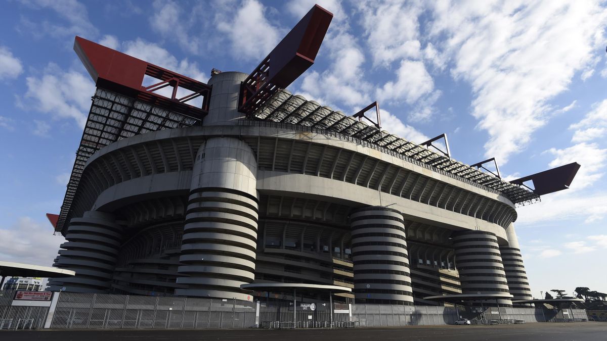 Una veduta esterna dello Stadio Giuseppe Meazza di milano, Getty Images