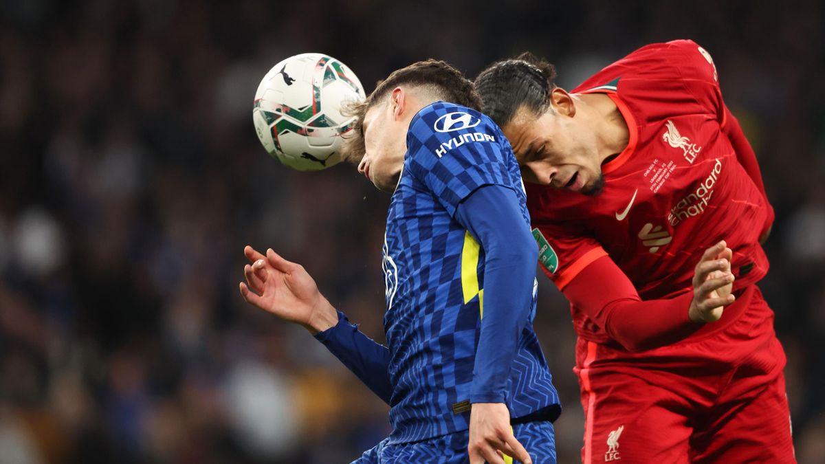 Mason Mount of Chelsea and Virgil van Dijk of Liverpool during the Carabao Cup final