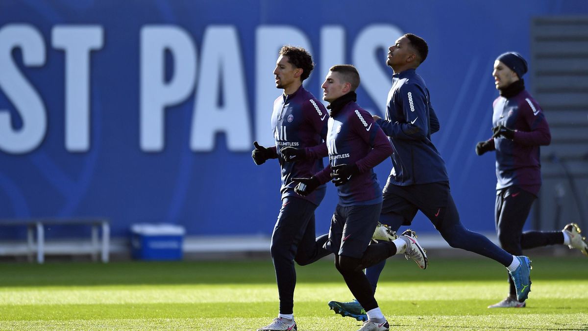 Marquinhos, Marco Verratti et Abdou Diallo de retour à l'entraînement avec le PSG (Paris)