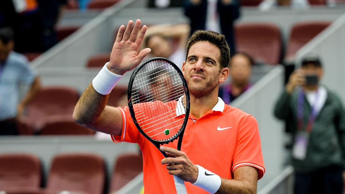 Juan Martin Del Potro of Argentina celebrates after winning against Filip Krajinovic of Serbia during his Men's Singles Quarterfinals match of the 2018 China Open at the China National Tennis Center on October 5, 2018 in Beijing, China.