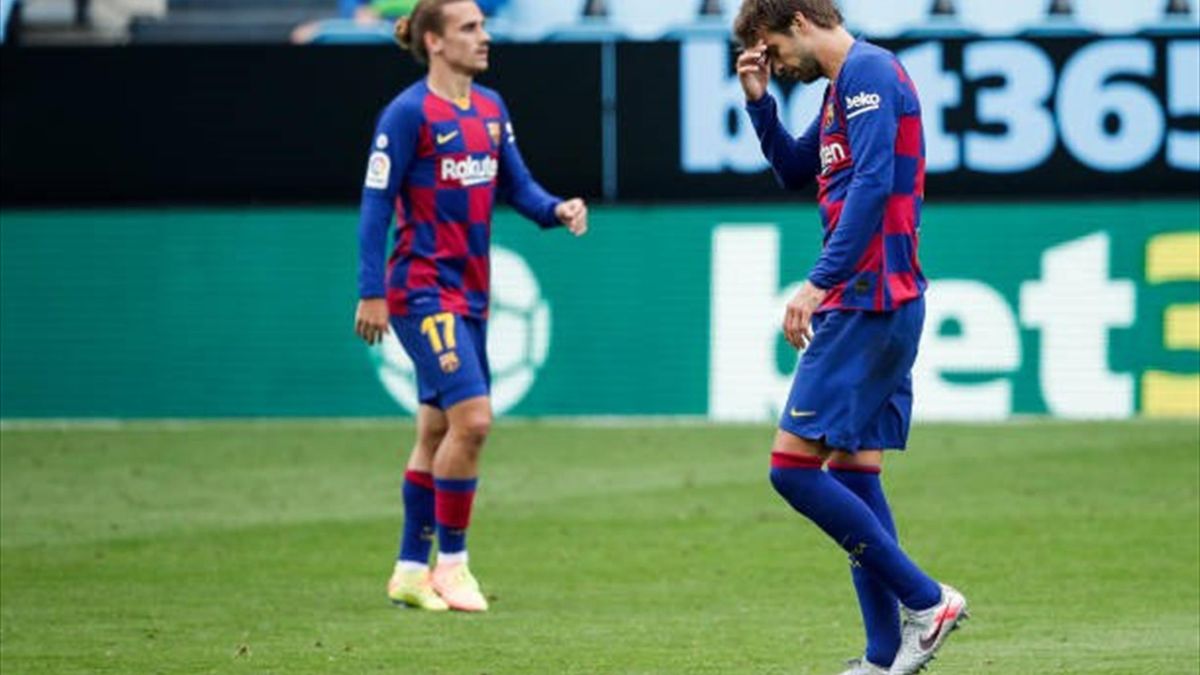 Gerrard Pique und Antoine Griezmann (FC Barcelona)