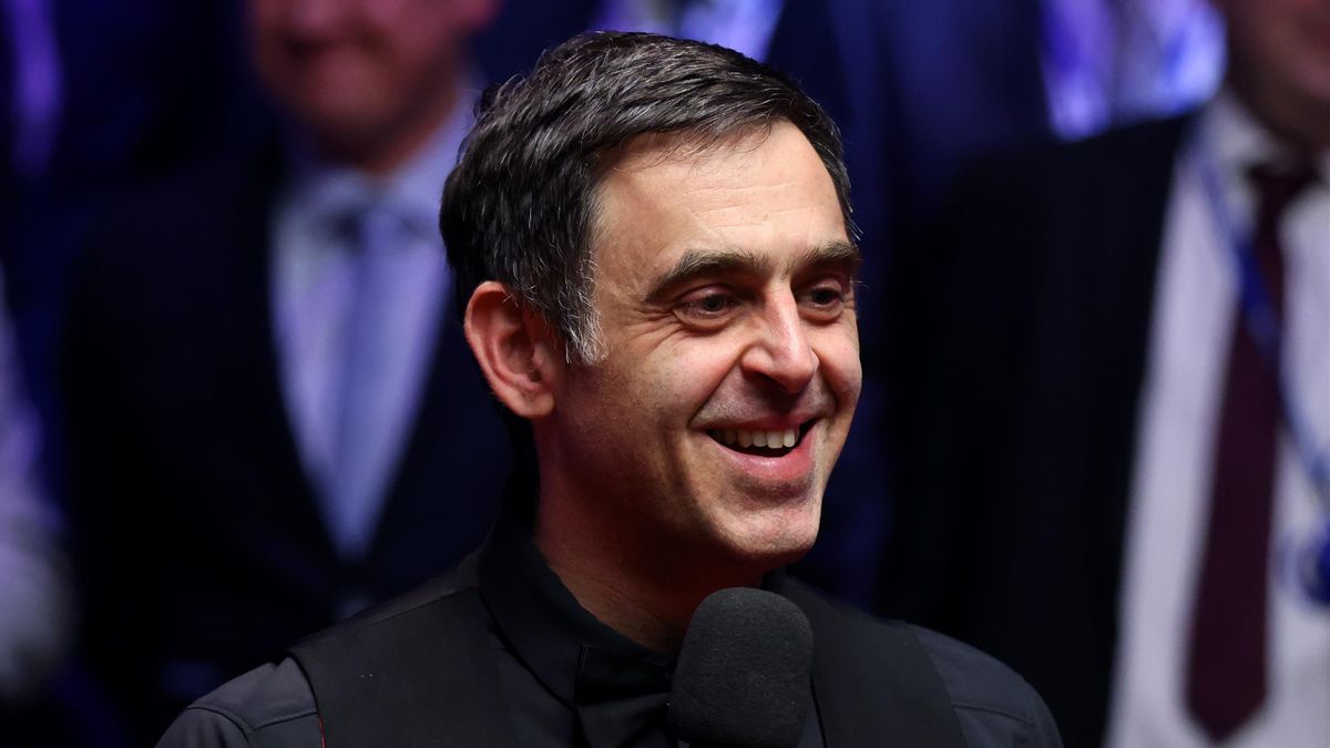 Ronnie O'Sullivan of England smiles during an interview after winning the Betfred World Snooker Championship Final match between Judd Trump of England and Ronnie O'Sullivan of England during Day Seventeen of the World Snooker Championship at Crucible