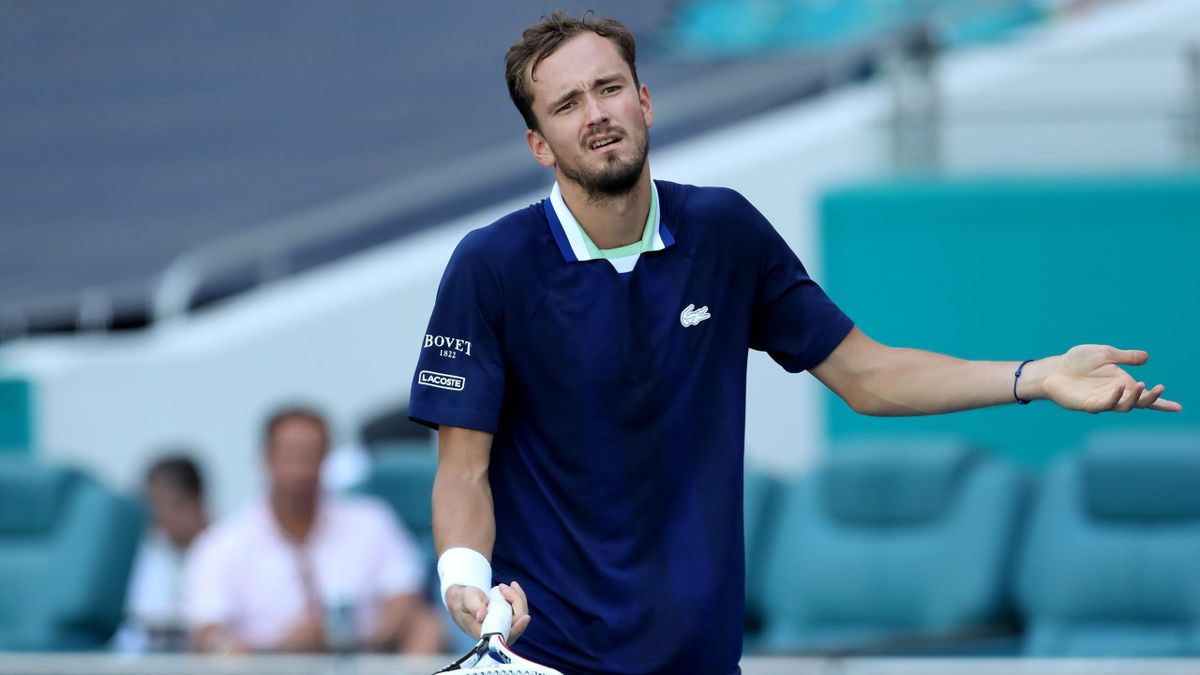 Daniil Medvedev reacts at the Miami Open