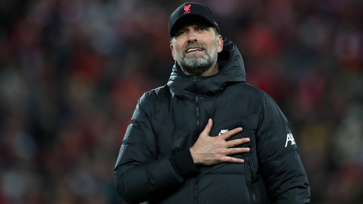 Liverpool manager Jurgen Klopp reacts after the final whistle during the UEFA Champions League Semi Final Leg One match between Liverpool and Villarreal