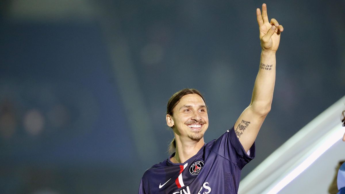 PSG's Zlatan Ibrahimovic reacts after the final Ligue 1 game of the season