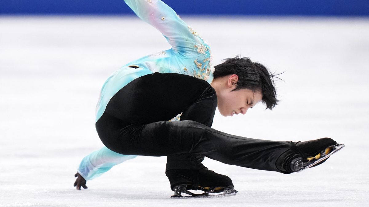 Japanese figure skater Yuzuru Hanyu performs during men's free skating of the All Japan Figure Skating Championships at Saitama Super Arena on December 26, 2021. Hanyu challenged the quadruple axel jump, and gets a ticket for his third winter Olympic game