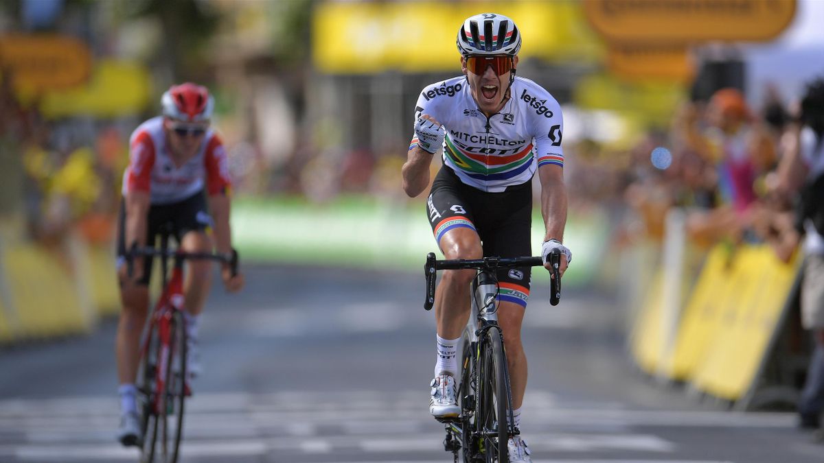 Daryl Impey of South Africa celebrates