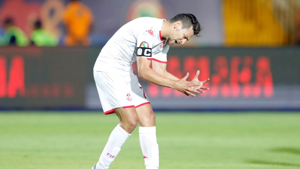 Le dépit de Youssef Msakni lors du match Tunisie - Angola, le 24 juin 2019.