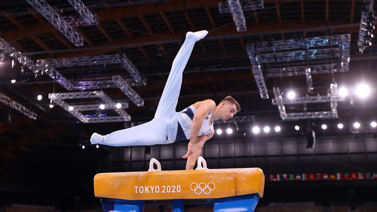 Max Whitlock of Team Great Britain competes in the Men's Pommel Horse Final on day nine on day nine of the Tokyo 2020 Olympic Games