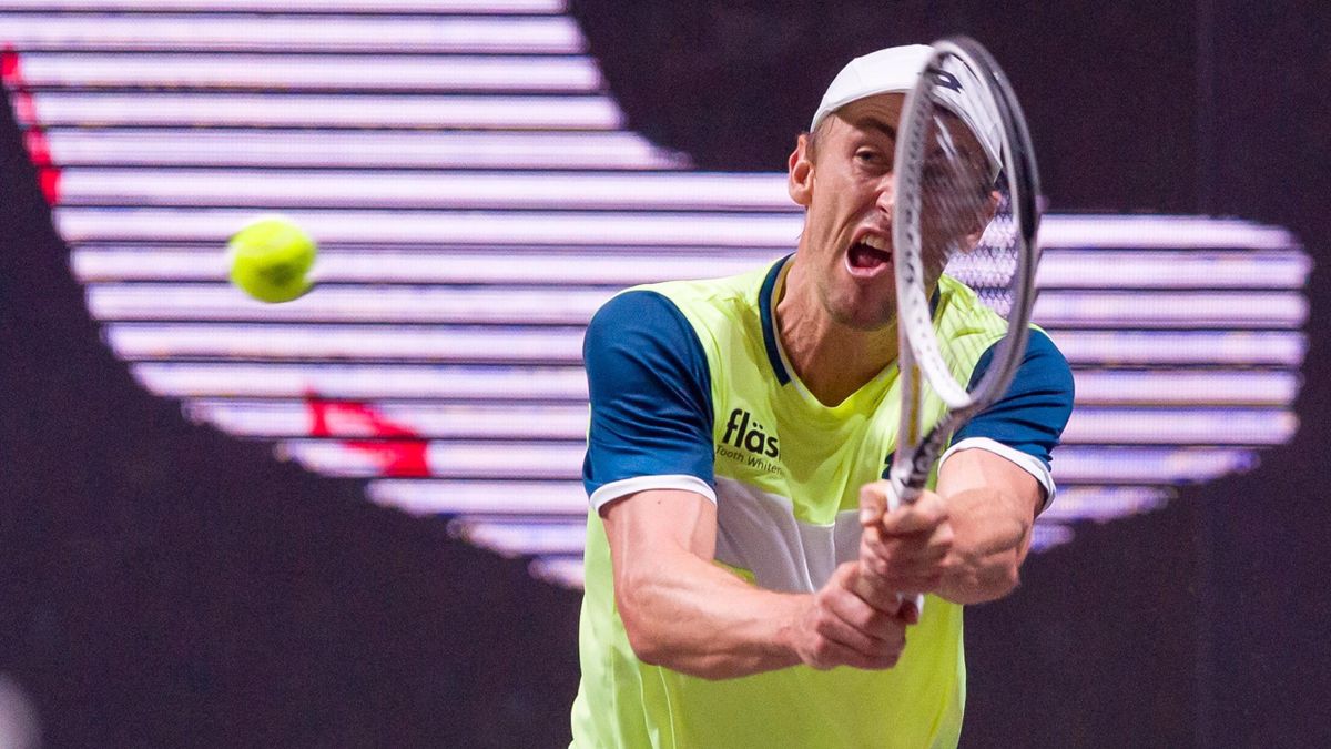 John Millman of Australia looks on during a match against Alexander Zverev at the third day of the Bett1Hulks Championship Tennis Tournament at Lanxess Arena on October 21, 2020 in Cologne, Germany