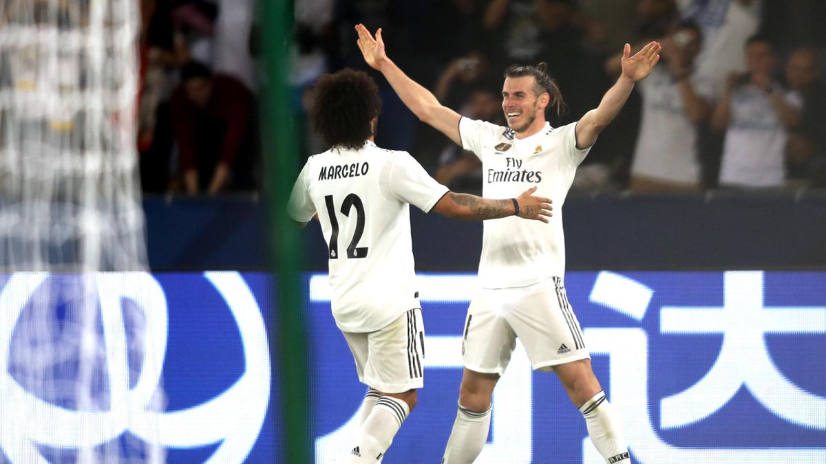 Bale celebra un gol del Madrid con Marcelo