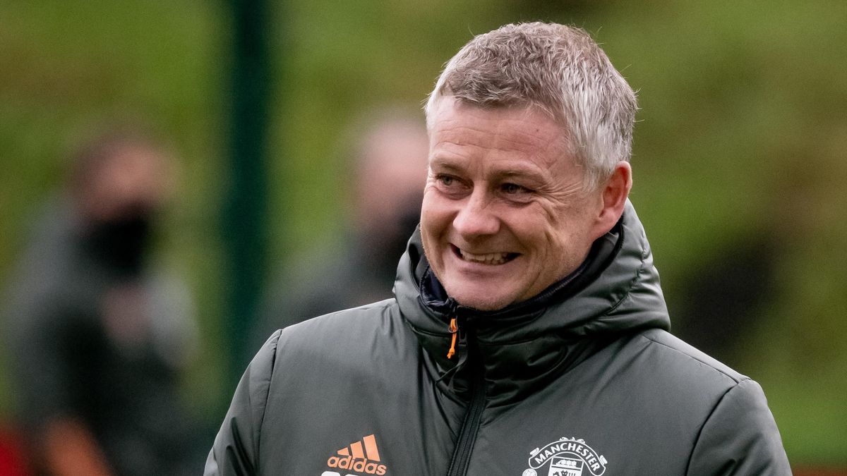 Manchester United Head Coach / Manager Ole Gunnar Solskjaer looks on during a first team training session