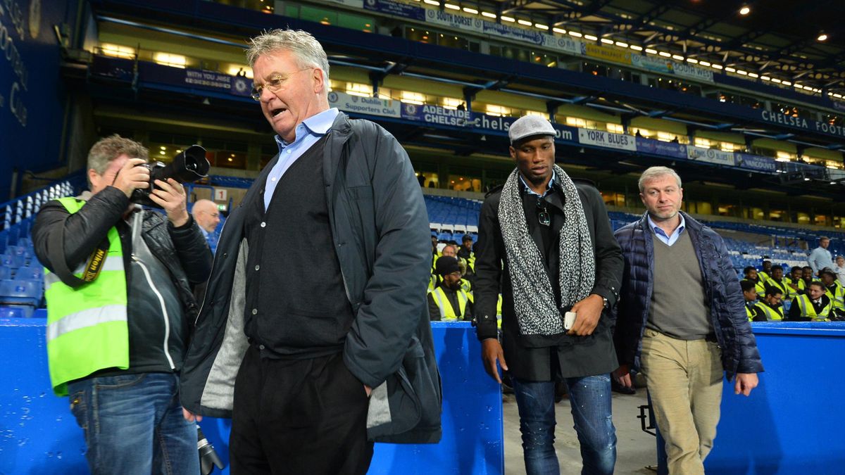 Guus Hiddink, Didier Drogba et Roman Abramovich réubnis à Stamford Bridge