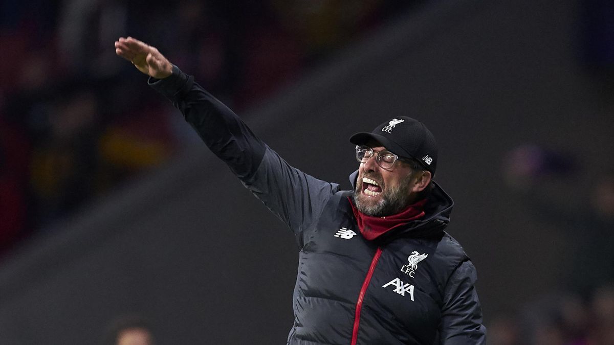 Jurgen Klopp gestures during Liverpool's 1-0 defeat away to Atletico Madrid in the first leg of the Champions League last-16 at the Wanda Metropolitano in Madrid on Tuesday, January 18, 2020